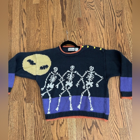 Belle Pointe vintage dancing skeletons full moon bats size large - Picture 5 of 9